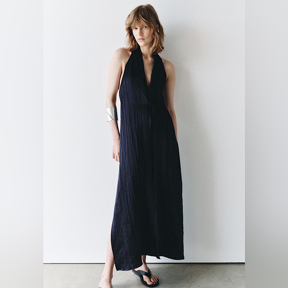 Zara W COLLECTION SATIN HALTER DRESS xs